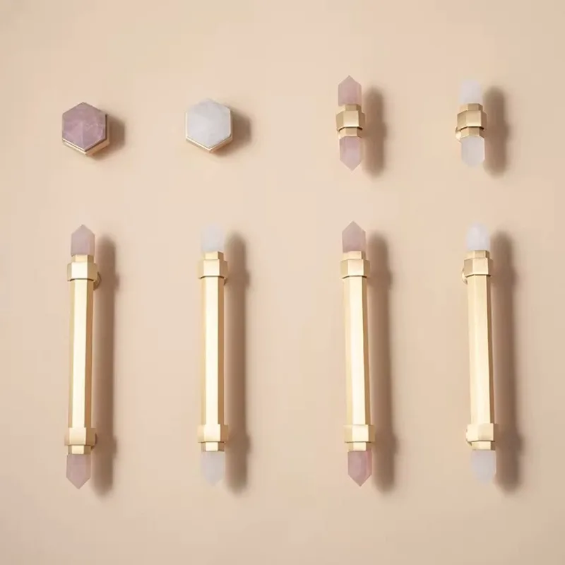 Furniture Hardware High End - Natural Crystal Hexagonal Hardware Handle Nordic