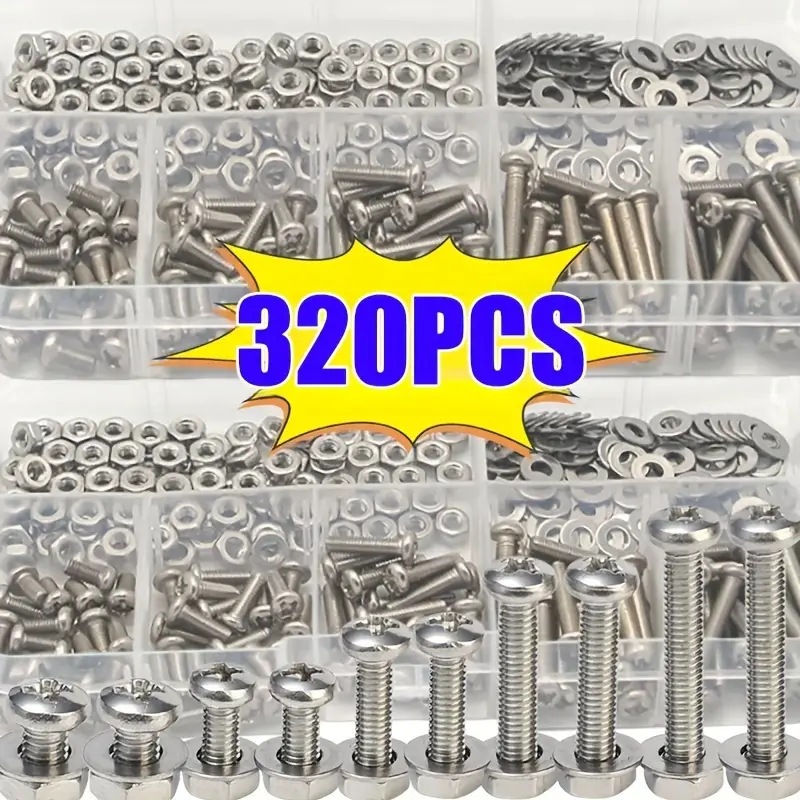 320PCS Hex Nuts & Bolts Set M2 - огляд і ціна Furniture Hardware Bolts