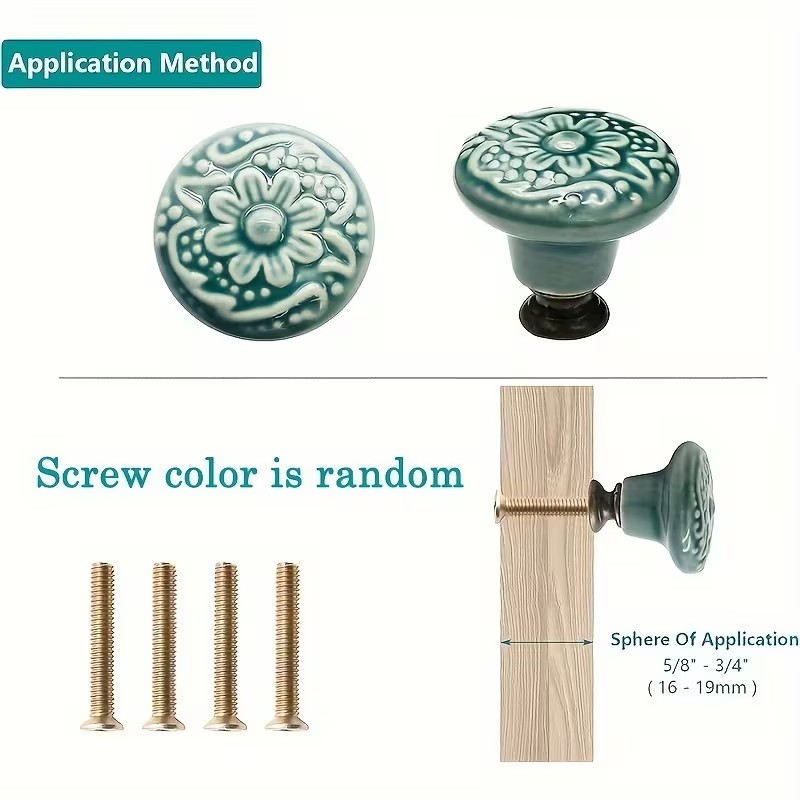 12pcs Ceramic Cabinet Knobs, F - огляд і ціна Furniture Hardware Bolts