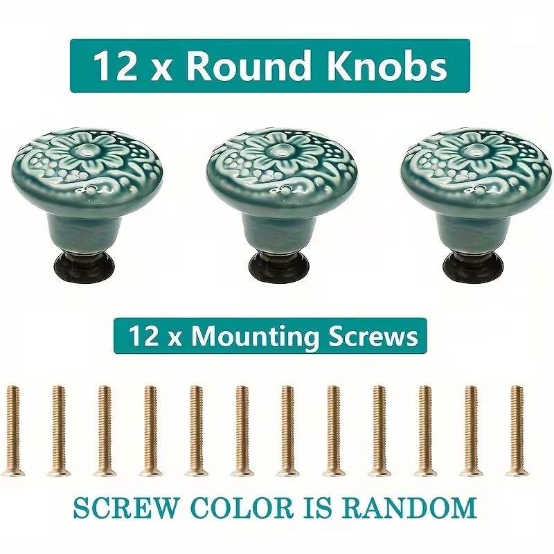 12pcs Ceramic Cabinet Knobs, F - огляд і ціна Furniture Hardware Bolts